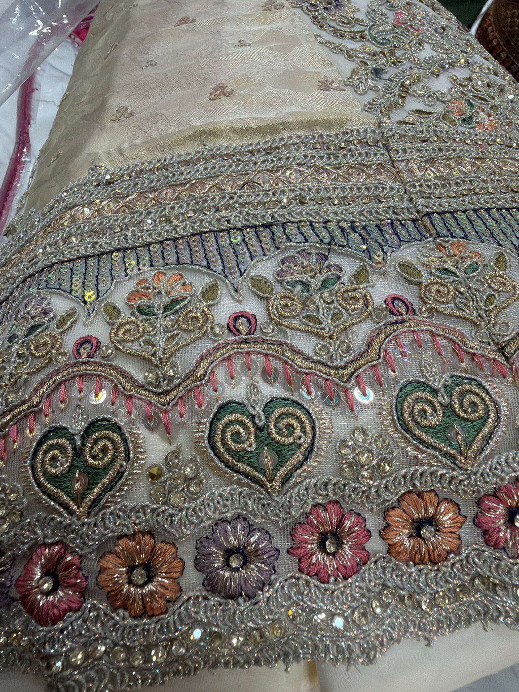 CREAM ENGAGEMENT LEHENGA