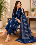 Royal Navy Blue Printed Pure Cotton Set
