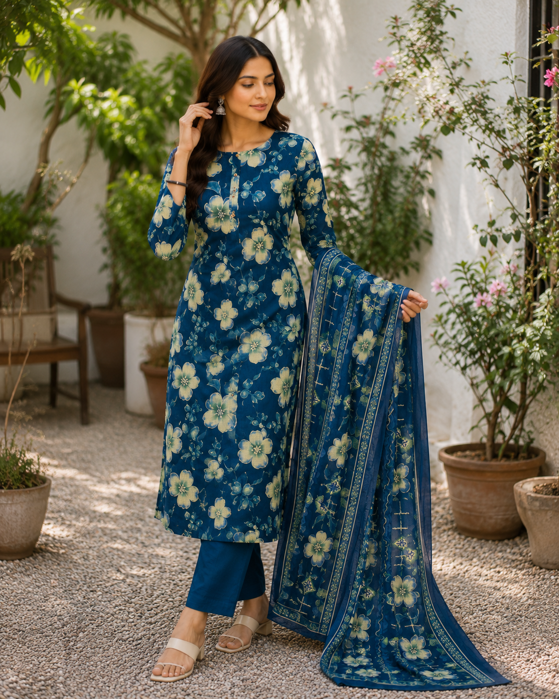 Saanvi Blue Kurti Set