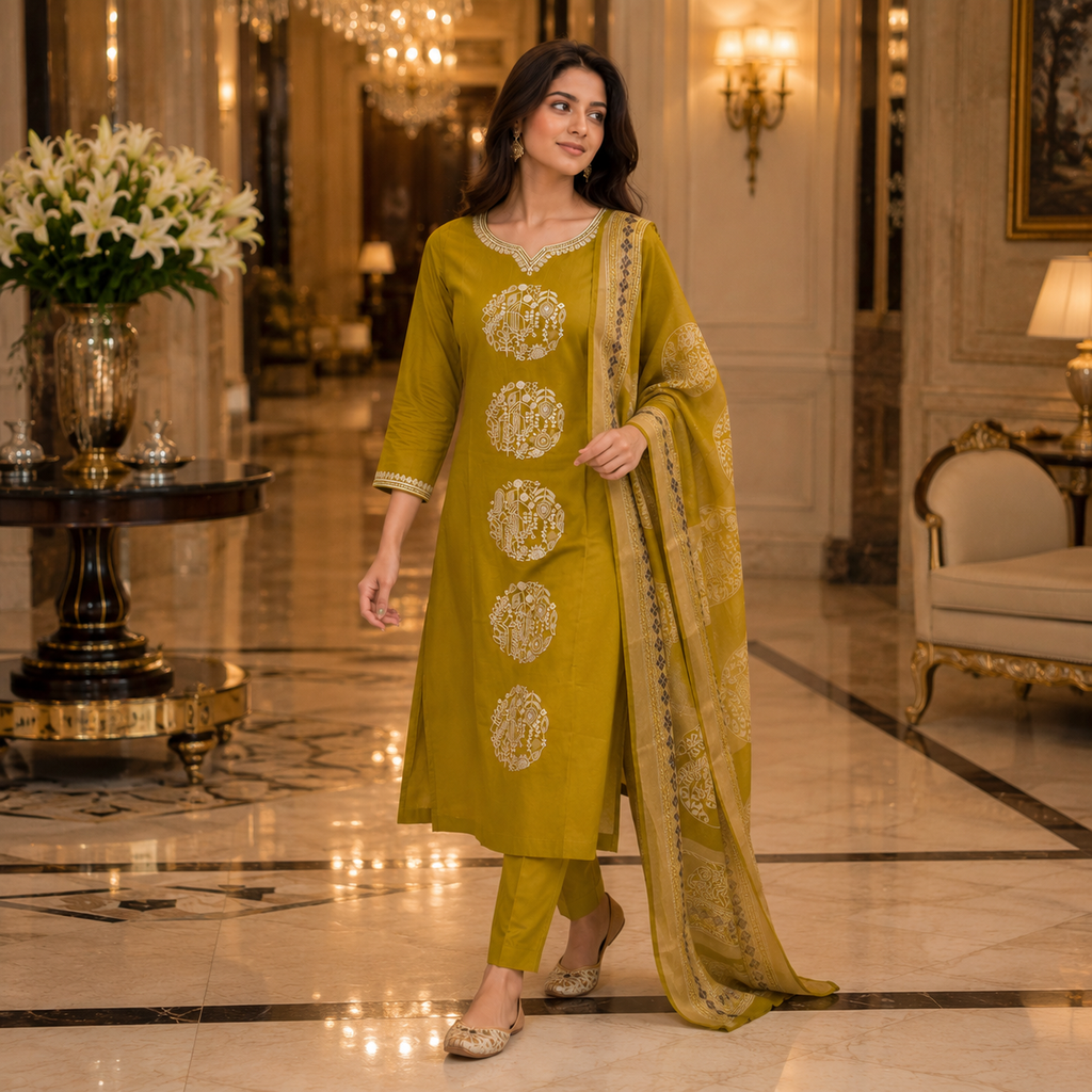 Riwaz Mustard Kurti Set