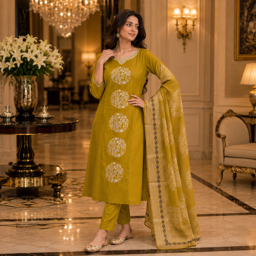 Riwaz Mustard Kurti Set