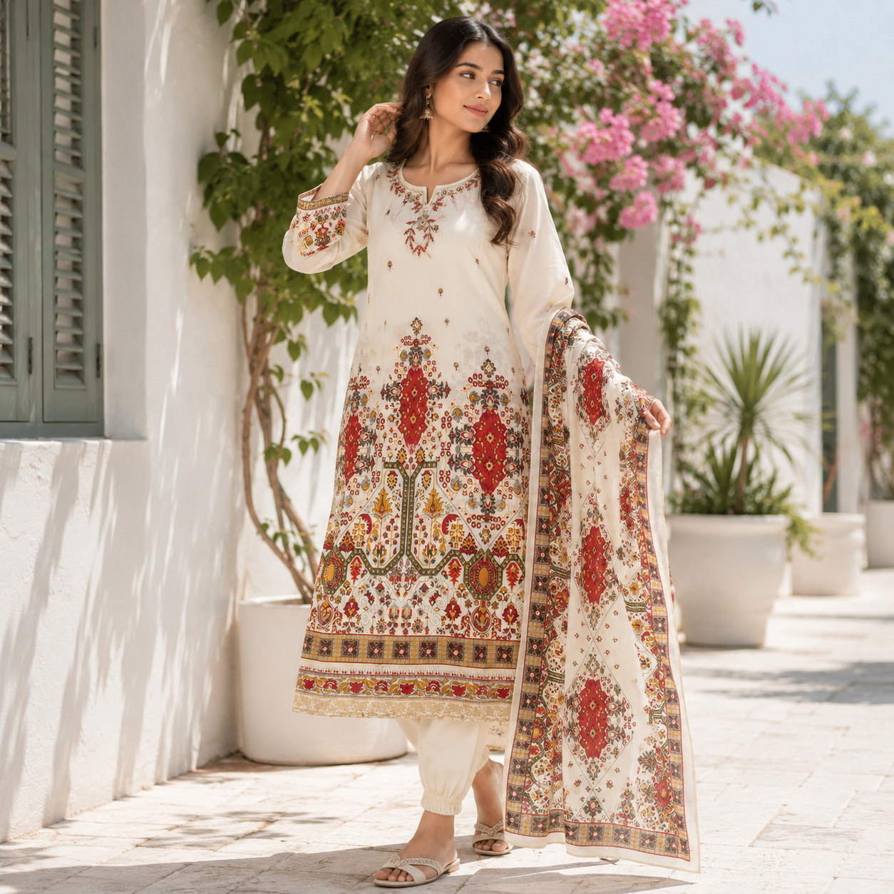 Ivory Gulnaar kurti Set