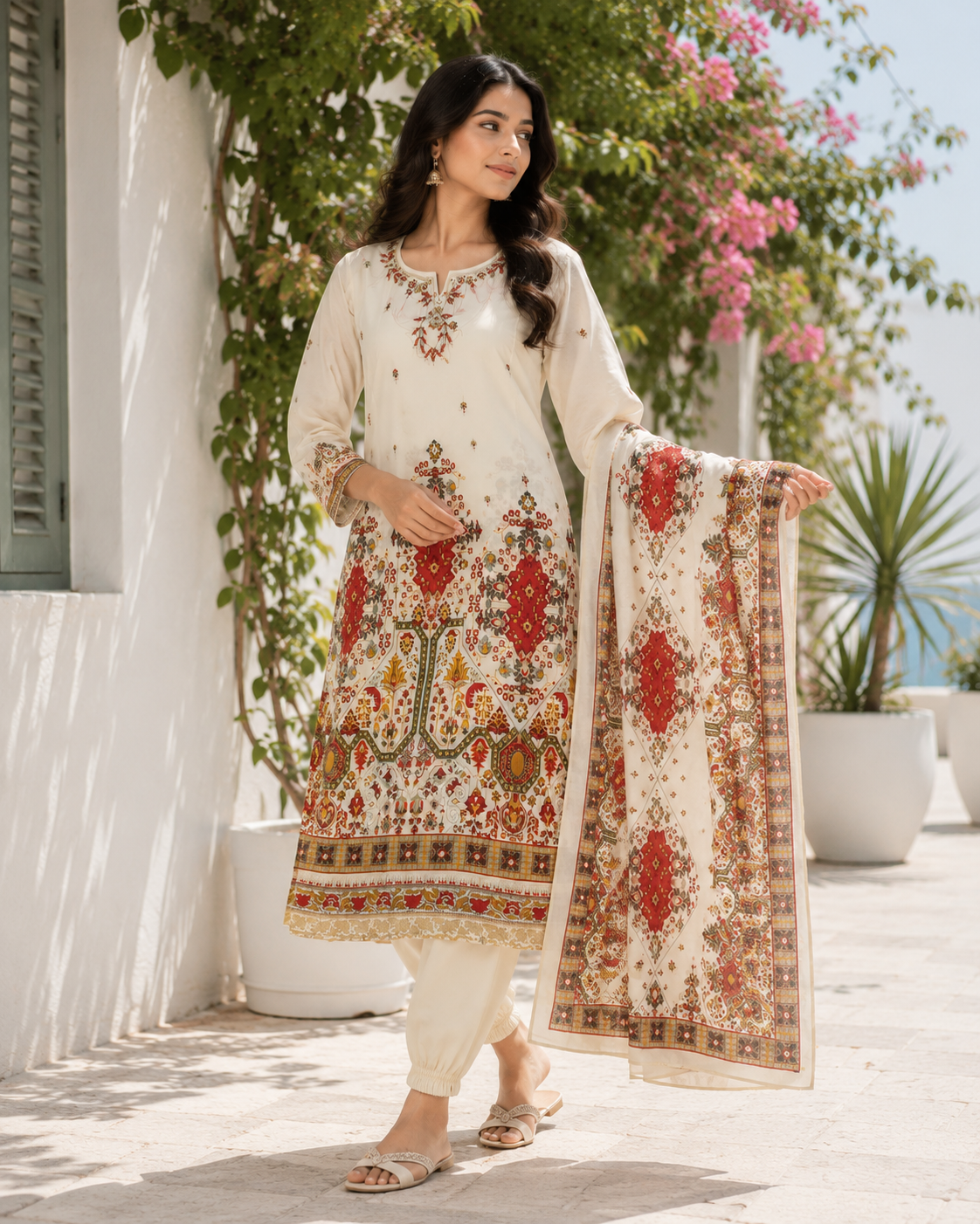 Ivory Gulnaar kurti Set