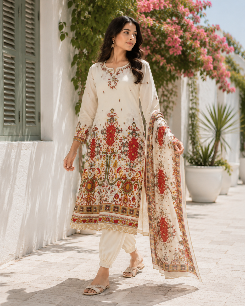 Ivory Gulnaar kurti Set