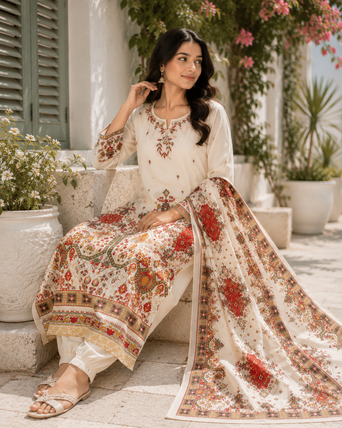Ivory Gulnaar kurti Set