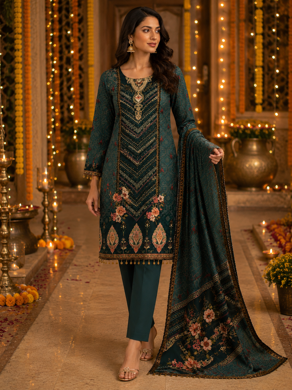 Teal royal kurti set