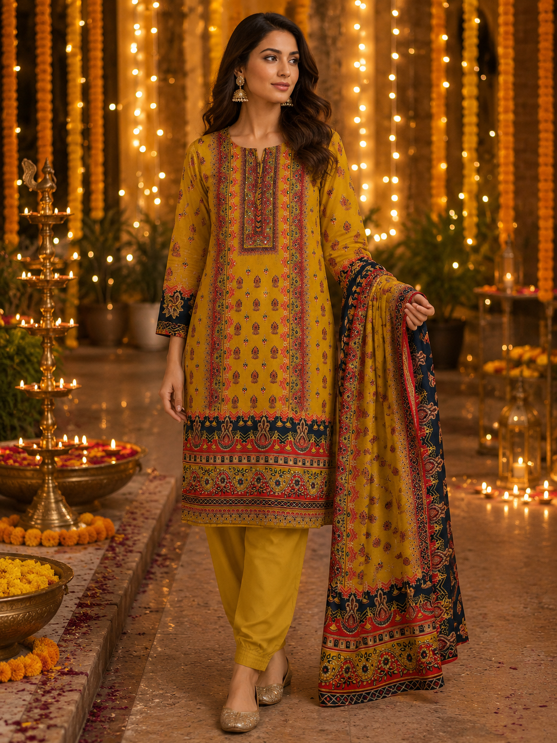 Majestic yellow kurti set