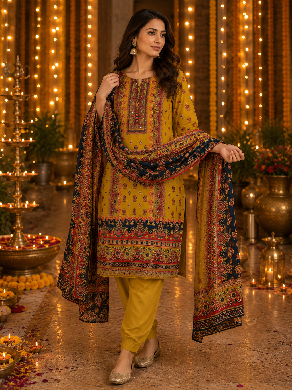 Majestic yellow kurti set