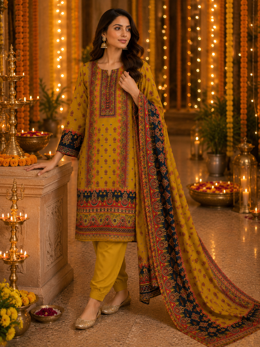 Majestic yellow kurti set