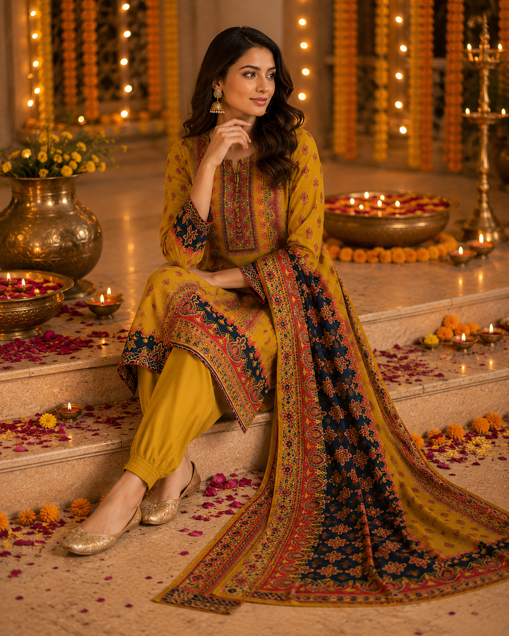 Majestic yellow kurti set