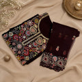 WINE HAND WORK DRESS MATERIAL