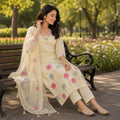Off white mul chanderi cotton kurti set