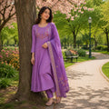 Purple Elegant Anarkali Kurti Set