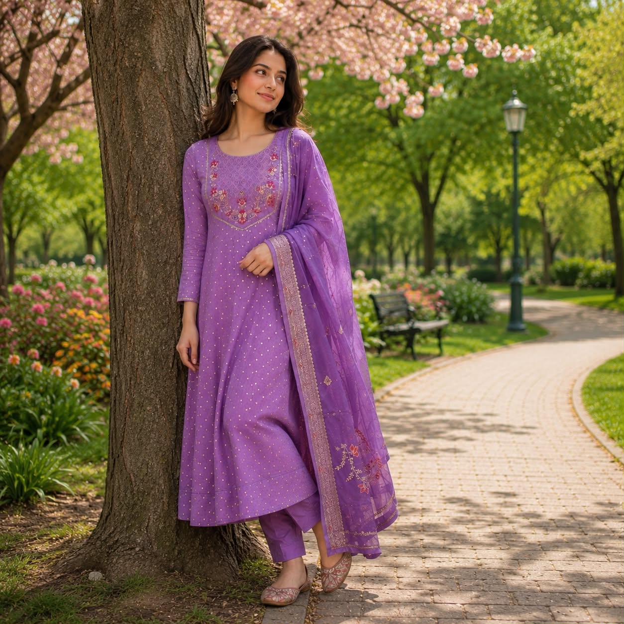 Purple Elegant Anarkali Kurti Set