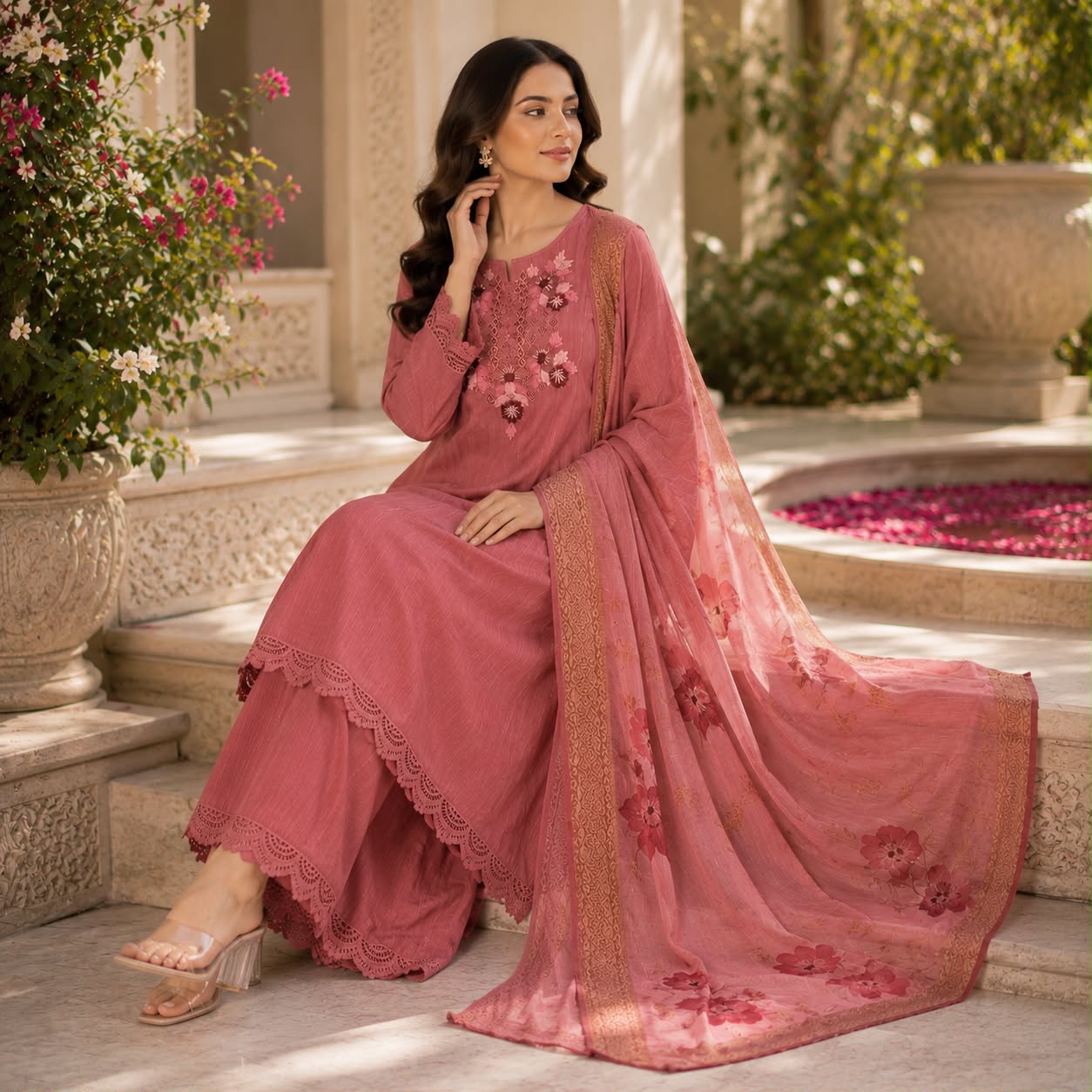 Rose petal Kurti Set