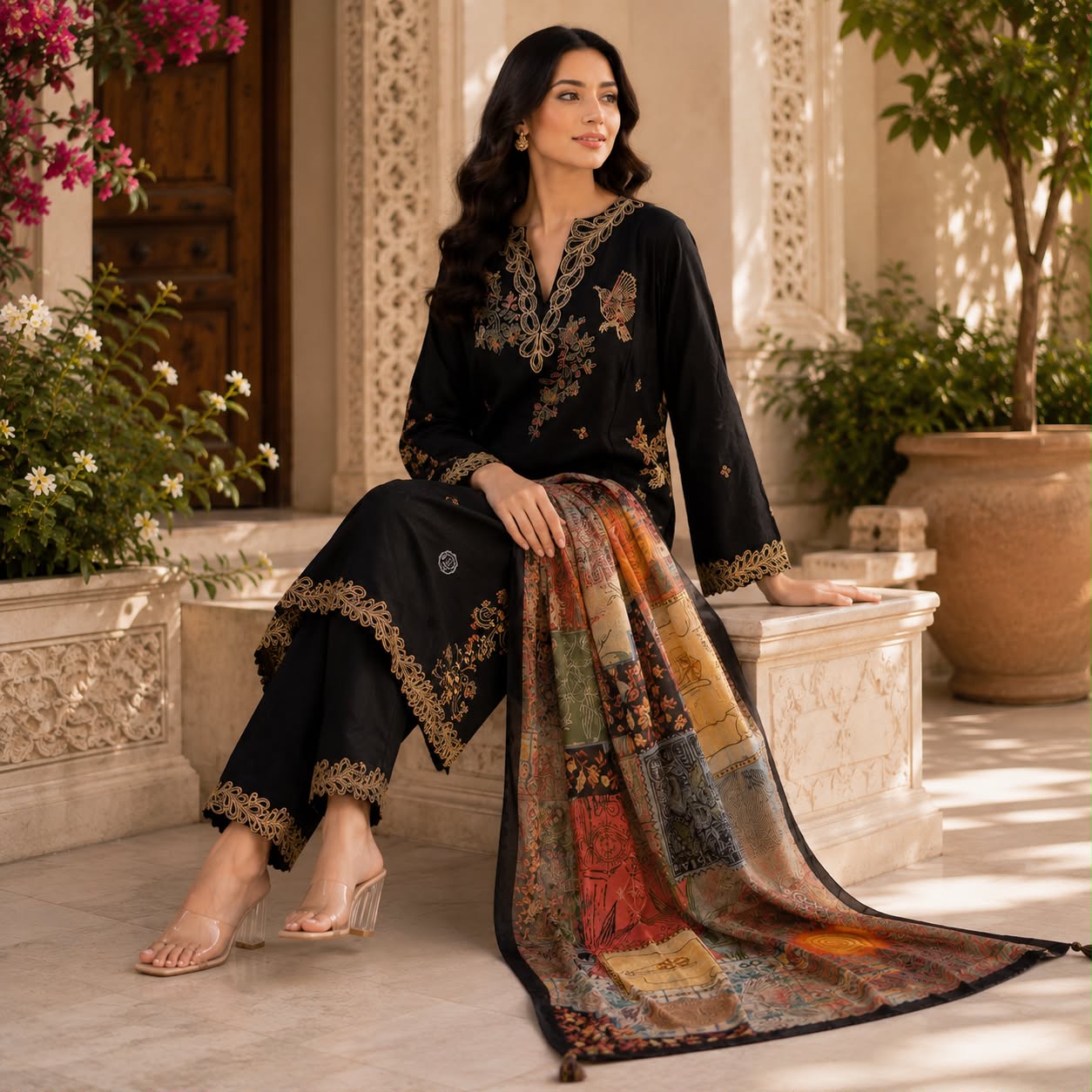 Midnight Heritage Black Kurti Set