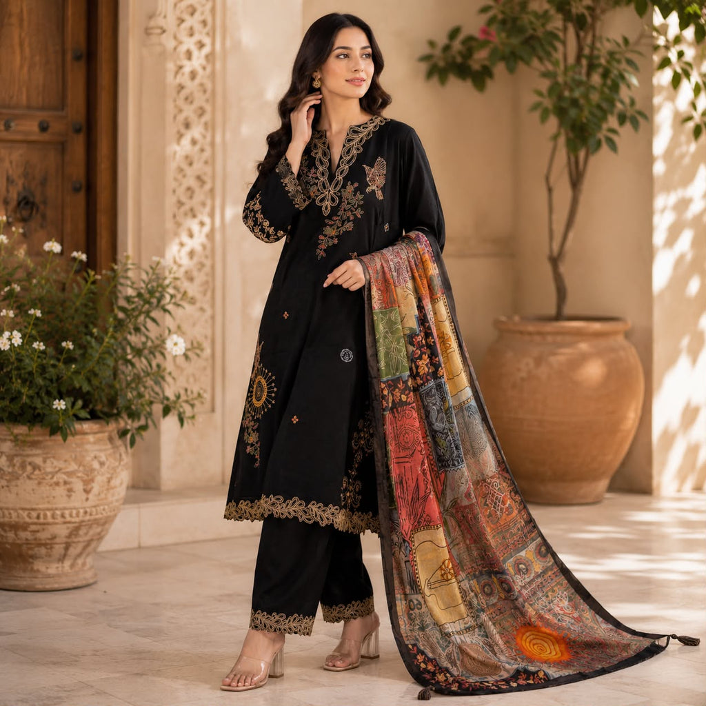 Midnight Heritage Black Kurti Set
