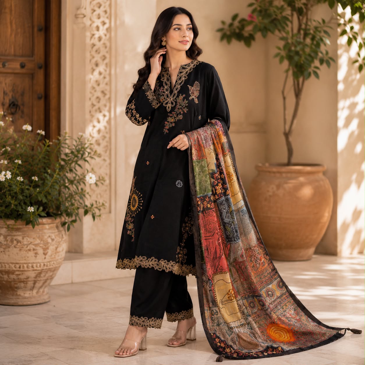 Midnight Heritage Black Kurti Set