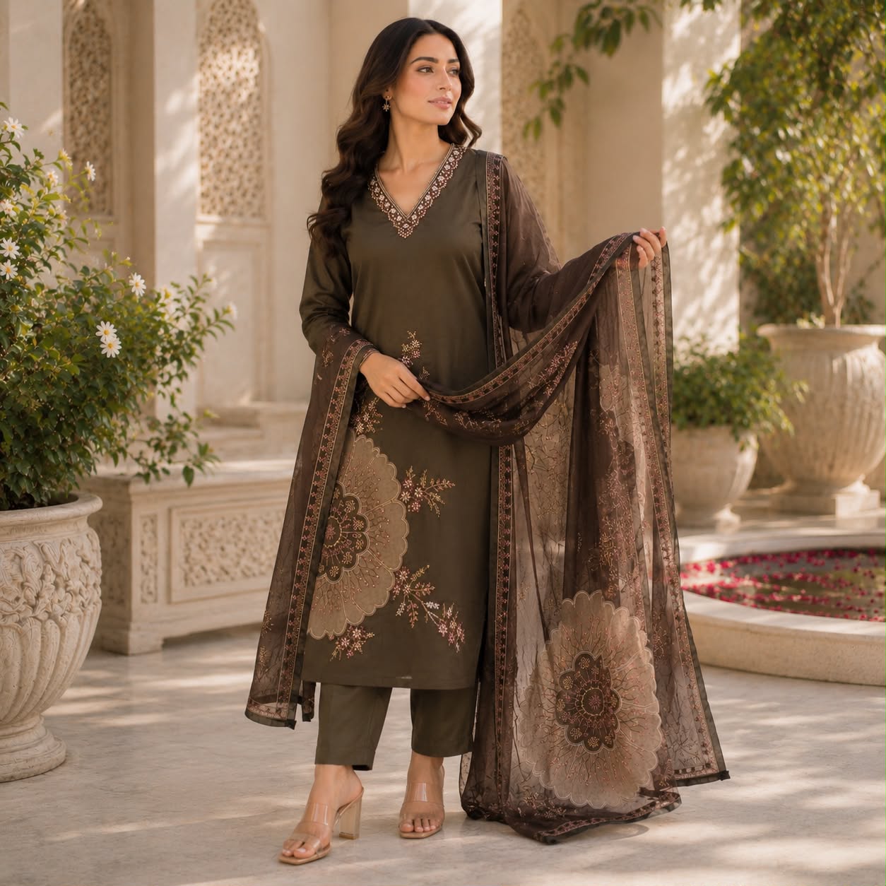 Cocoa Blossom Pure Cotton Kurti Set