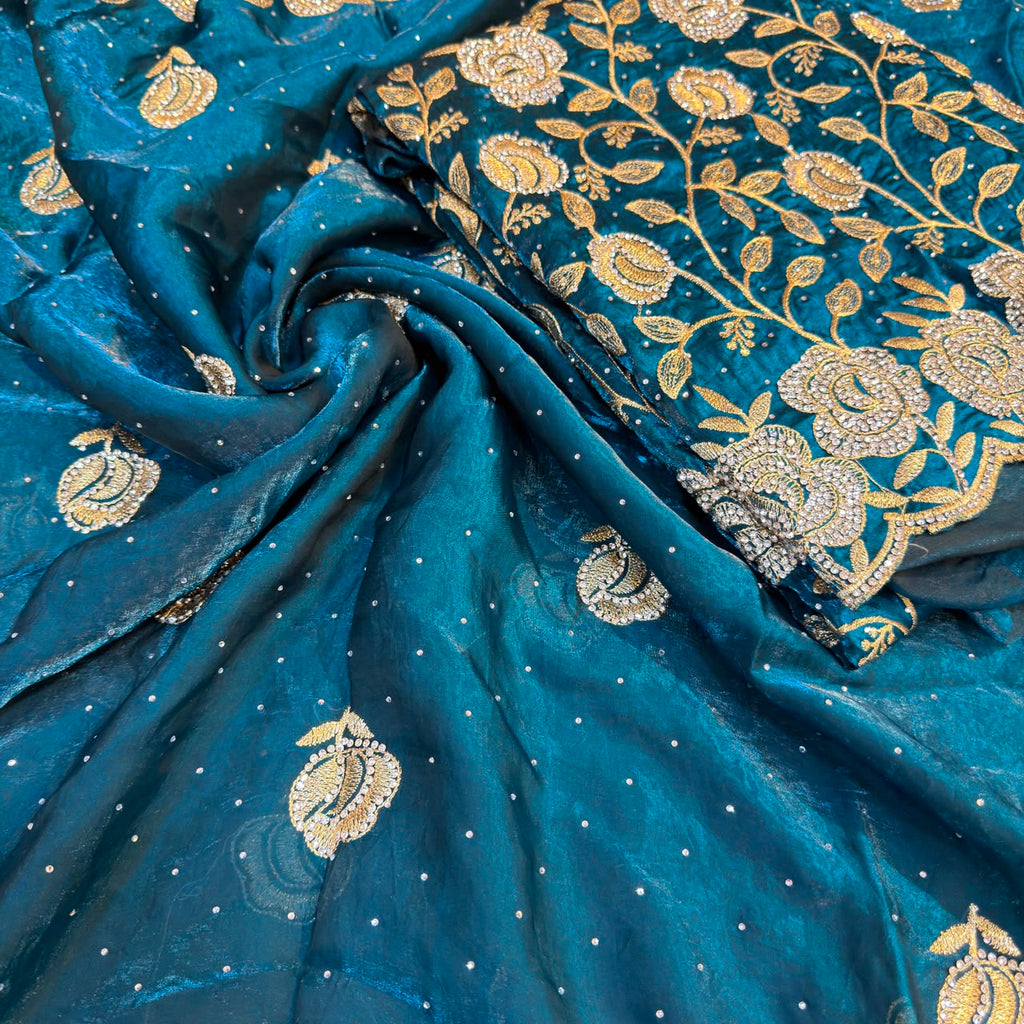 Cobalt blue full body work dress material