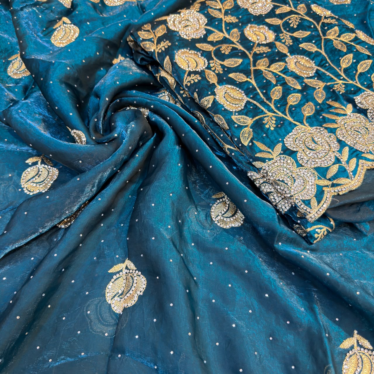 Cobalt blue full body work dress material