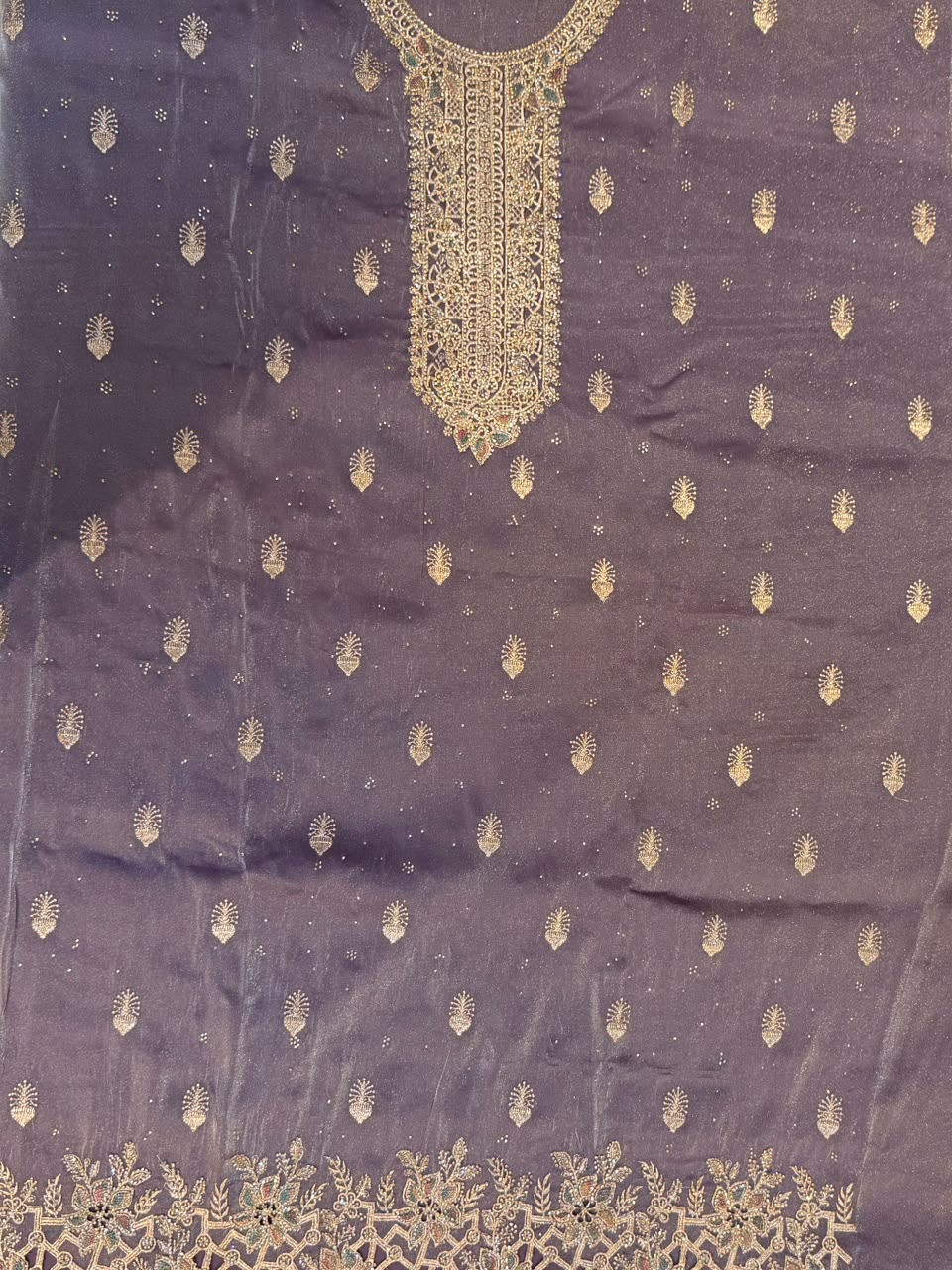 Lavender heavy work dress material