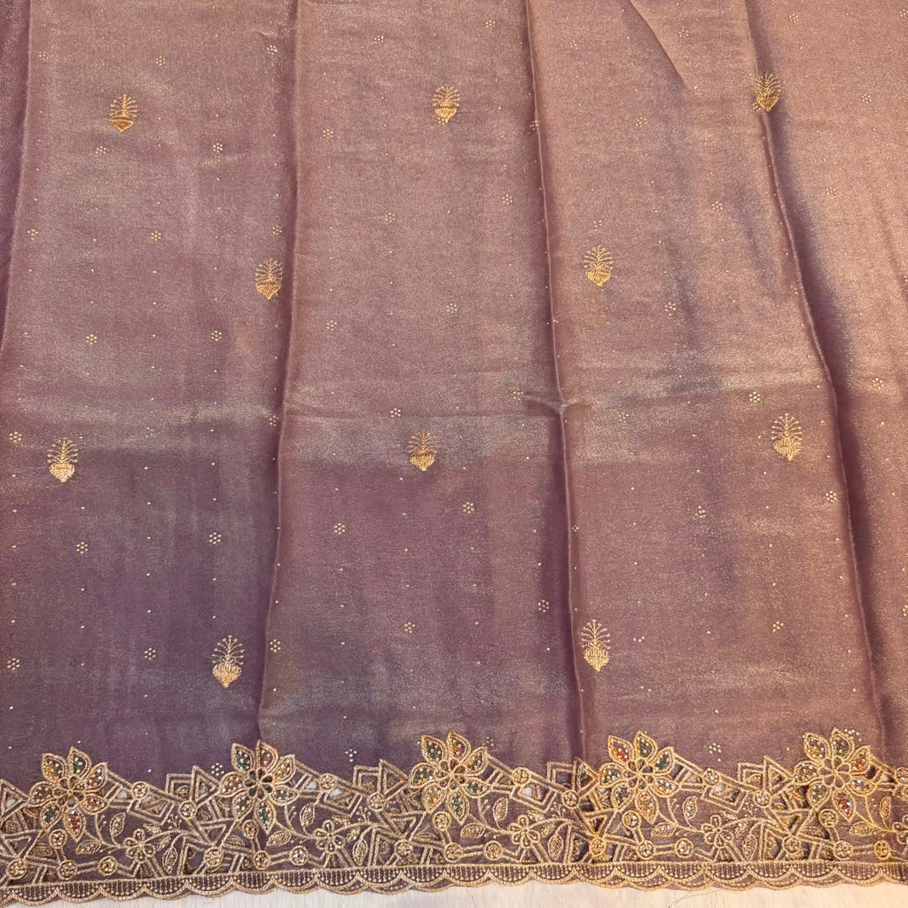 Lavender heavy work dress material
