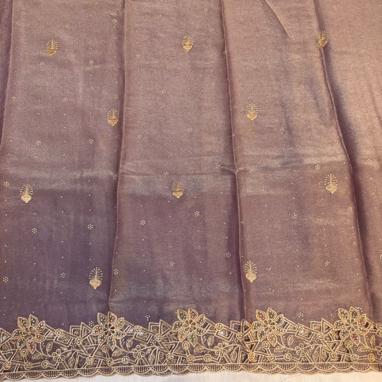 Lavender heavy work dress material