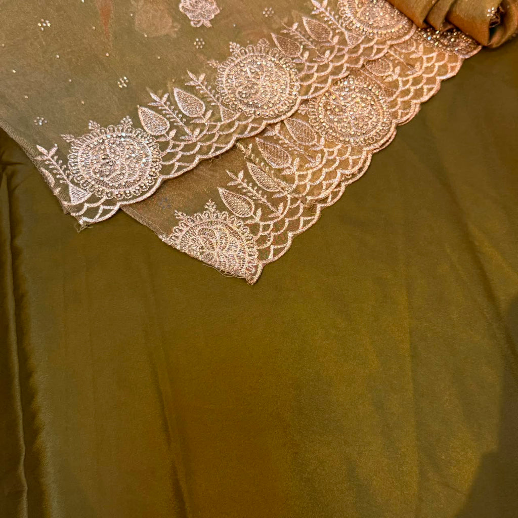 Golden swaroski dress material