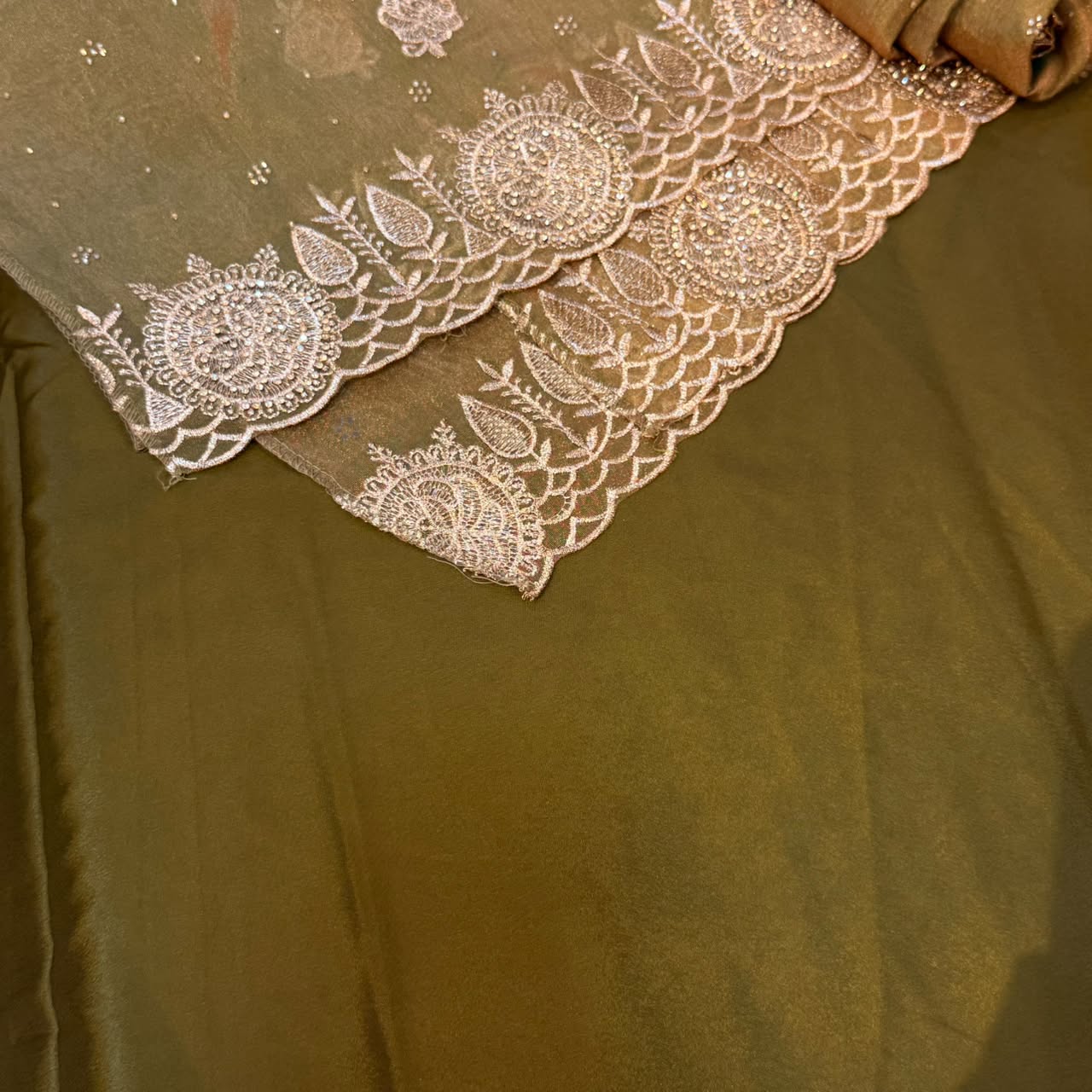 Golden swaroski dress material