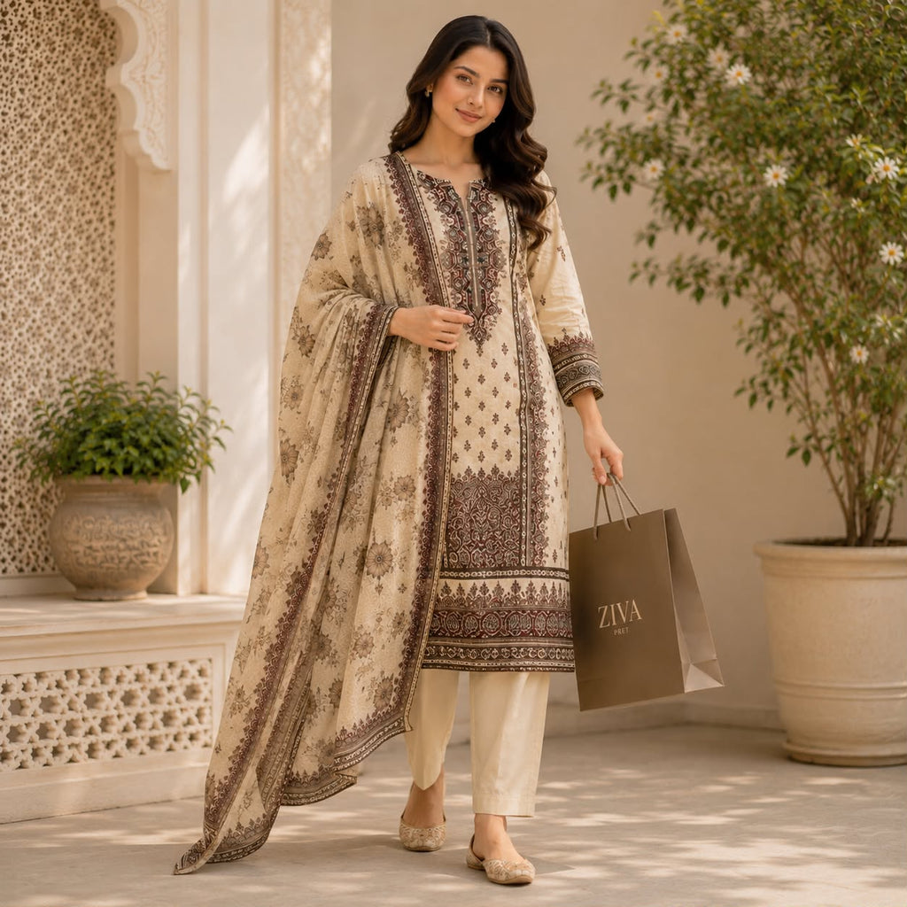 Ivory Royale Floral Grace Kurti Set