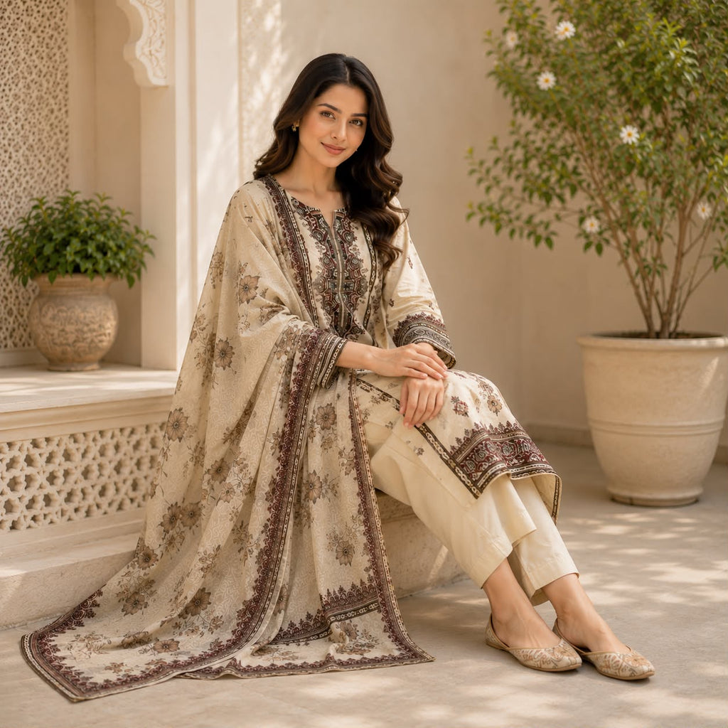 Ivory Royale Floral Grace Kurti Set