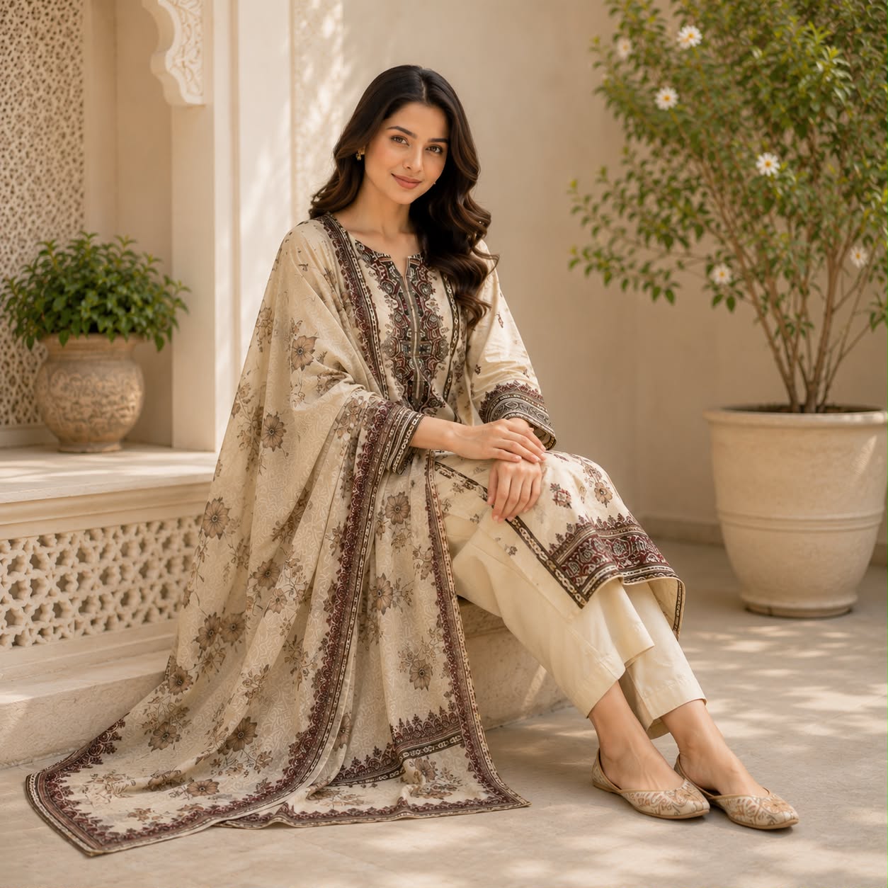 Ivory Royale Floral Grace Kurti Set