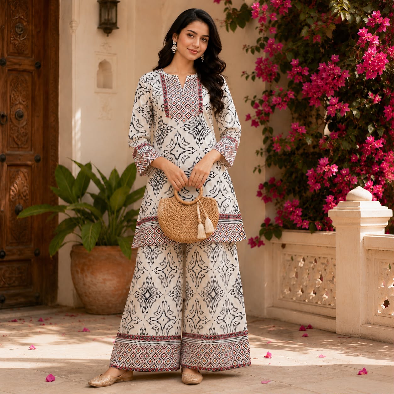 Summer Pure White Printed Co-ord Set