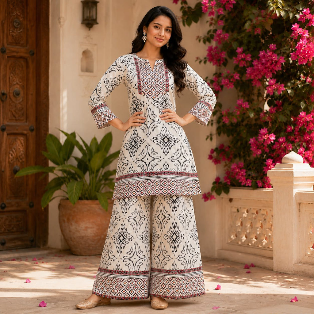 Summer Pure White Printed Co-ord Set