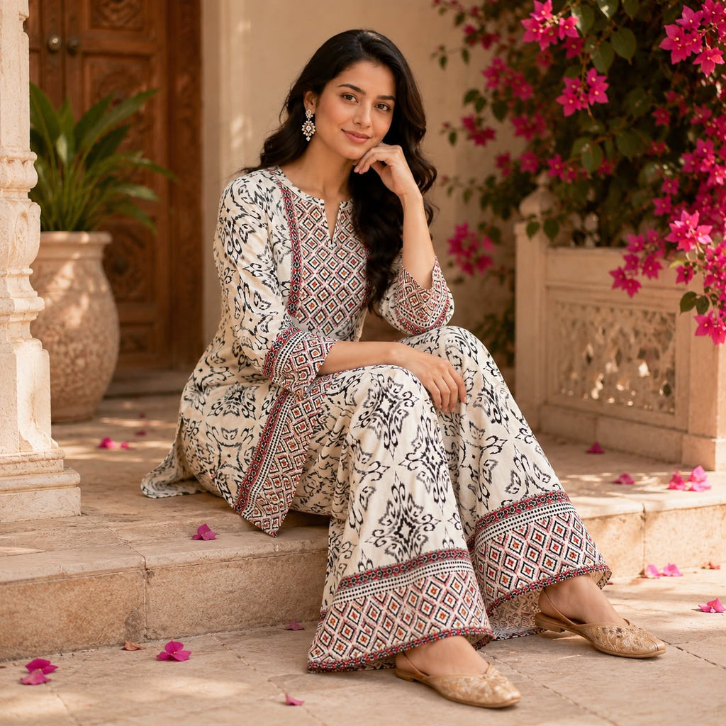 Summer Pure White Printed Co-ord Set