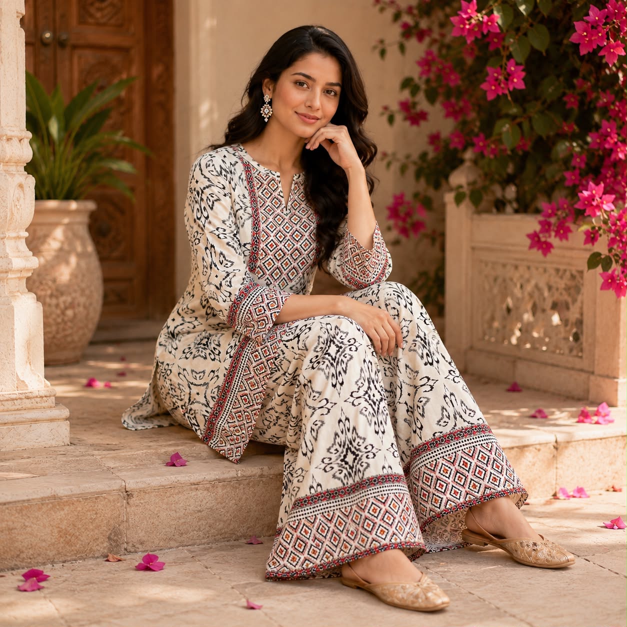 Summer Pure White Printed Co-ord Set