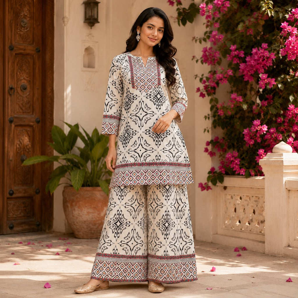 Summer Pure White Printed Co-ord Set
