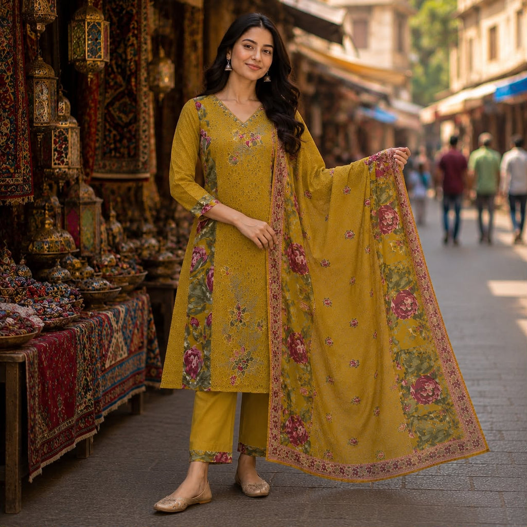 Gulbahar Flared Anarkali  Pure Cotton Kurti Set