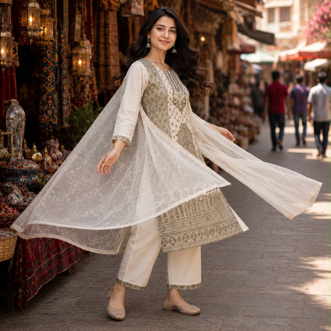 Veera Chikankari Work Kurti Set
