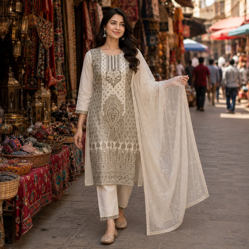 Veera Chikankari Work Kurti Set