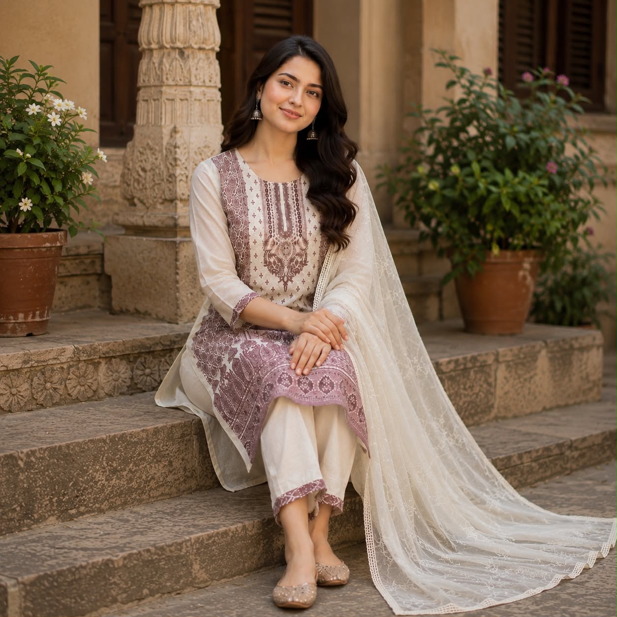Veera Chikankari Work Kurti Set