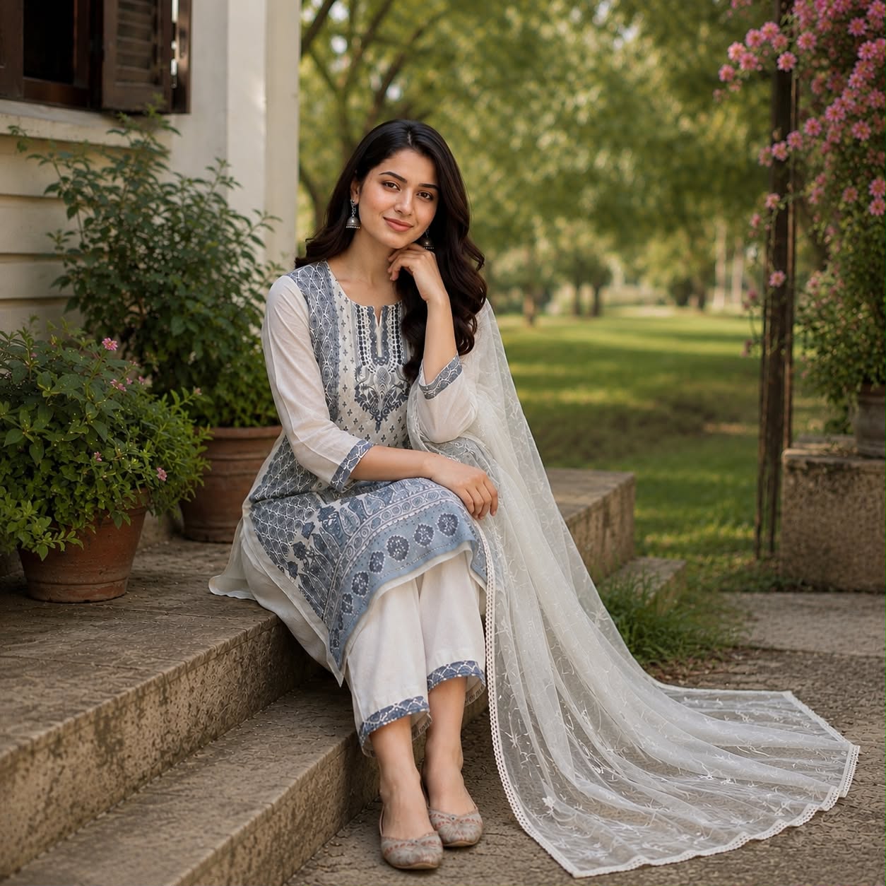 Veera Chikankari Work Kurti Set