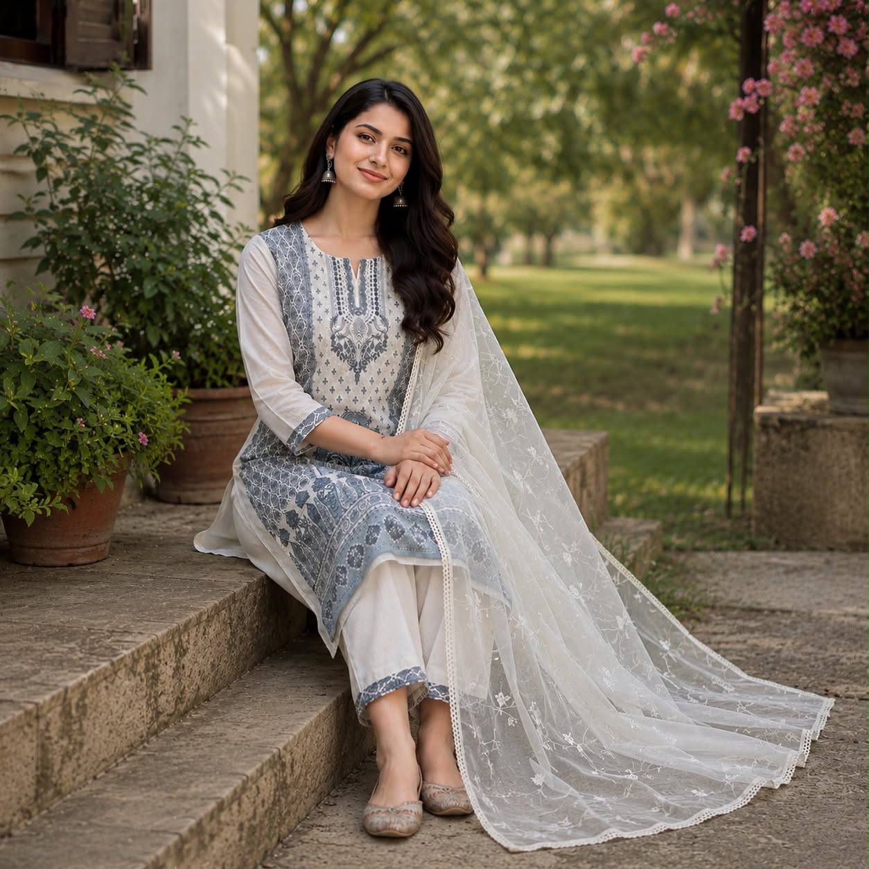 Veera Chikankari Work Kurti Set
