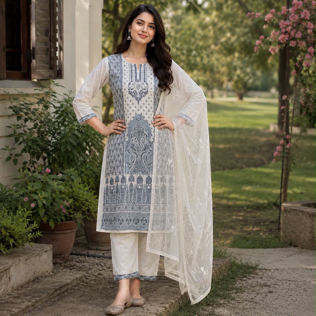Veera Chikankari Work Kurti Set