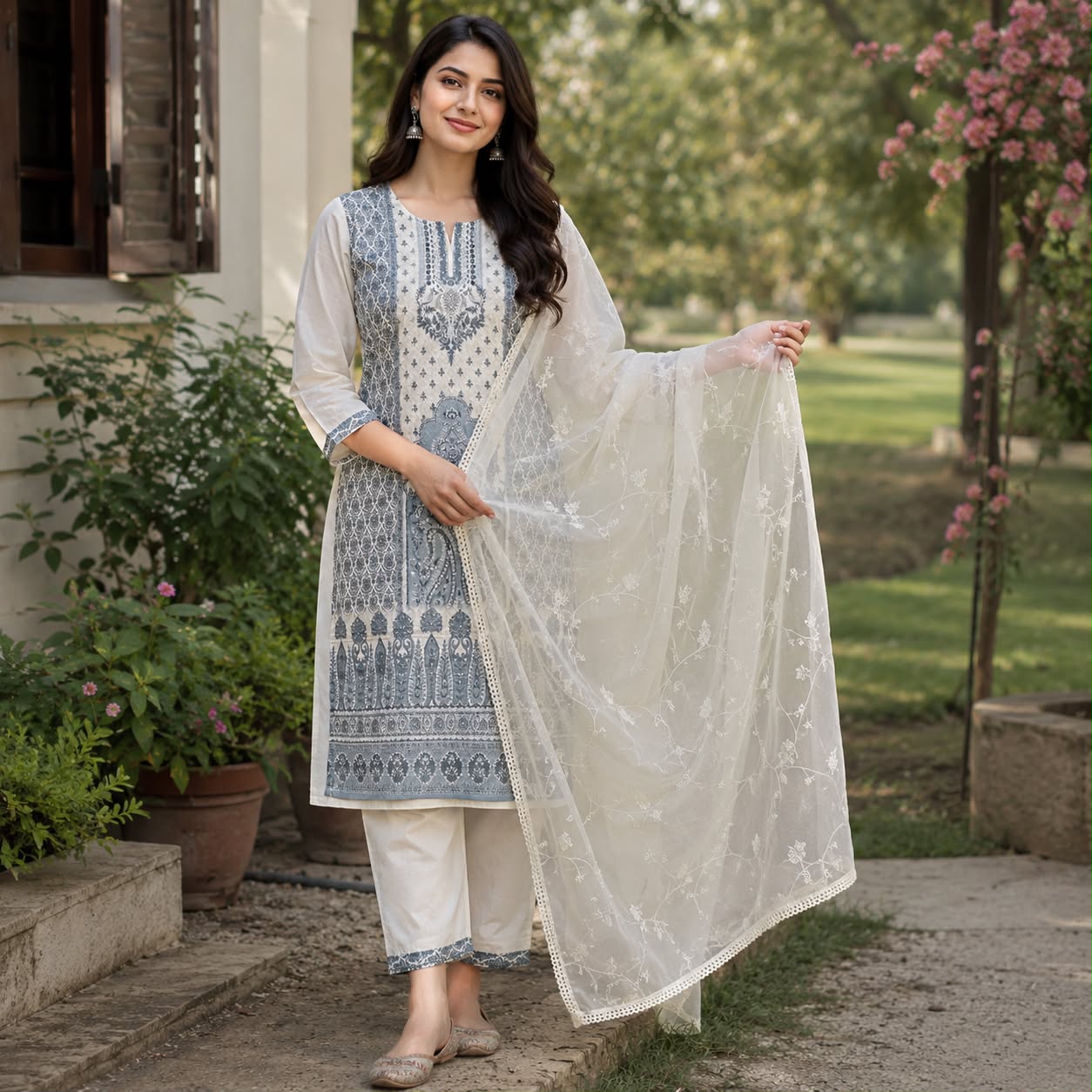 Veera Chikankari Work Kurti Set