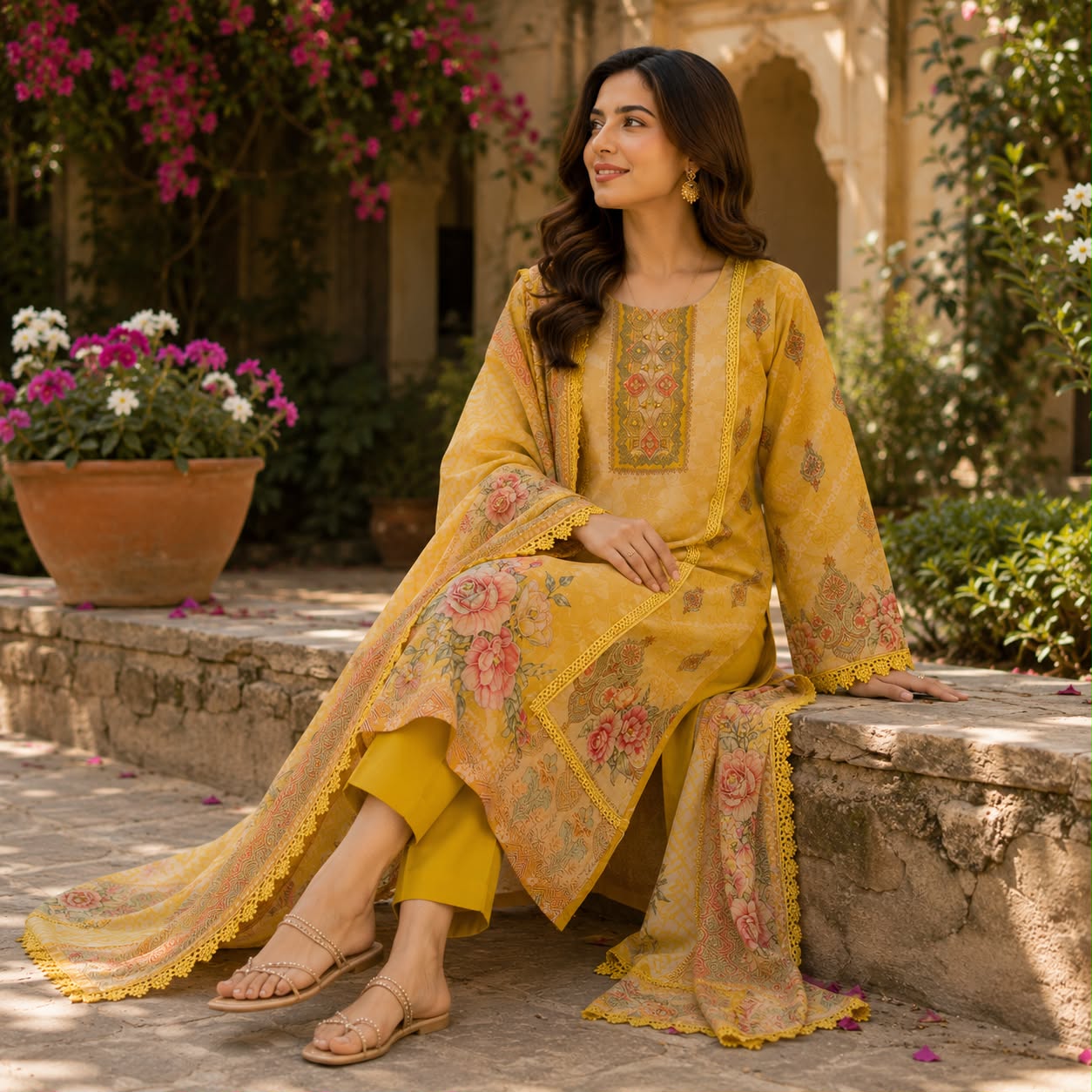 Ruhani Yellow Festive Kurti Set