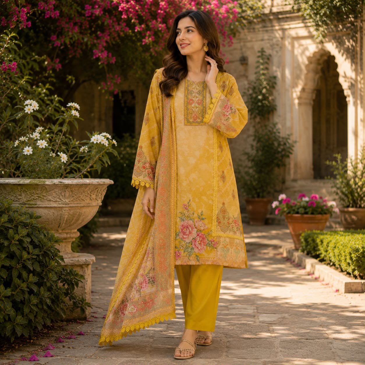 Ruhani Yellow Festive Kurti Set
