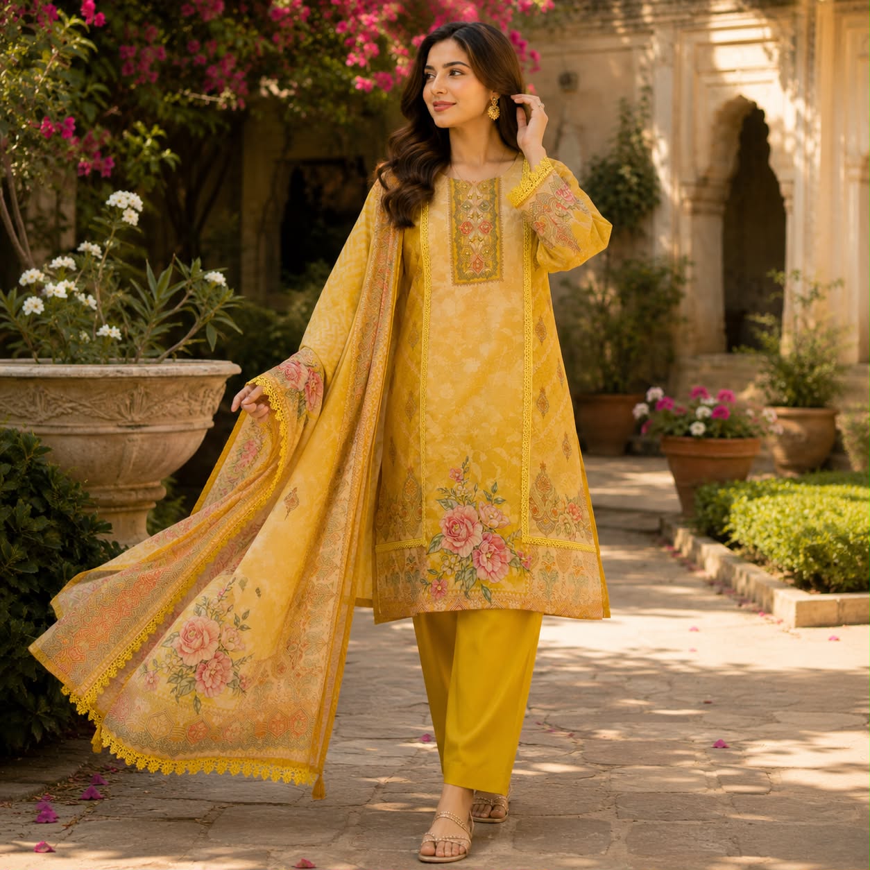 Ruhani Yellow Festive Kurti Set