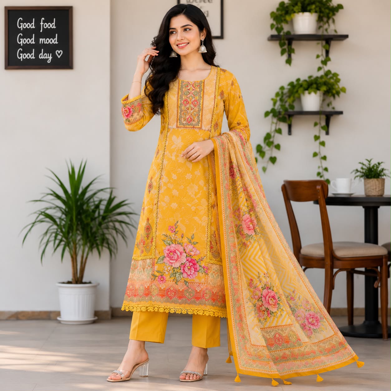 Ruhani Yellow Festive Kurti Set